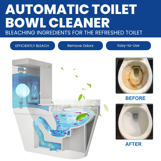 12pcs Automatic Toilet Bowl Cleaner Tablets with Bleach - Sustained-Release, Easy-Dissolve Formula, Efficient Stain Removal, Min