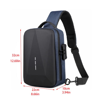 Anti-theft Combination Lock Chest Packs With USB Charging Port Fashion Business Men's Crossbody Bag Travel Storage Shoulder Bag