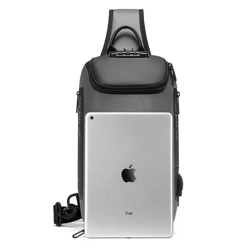 Men Fashion Anti-theft Lock Multifunction Shoulder Bags USB Charging Sling Crossbody Travel Messenger Chest Bag Pack For Male