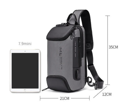 Men Fashion Anti-theft Lock Multifunction Shoulder Bags USB Charging Sling Crossbody Travel Messenger Chest Bag Pack For Male
