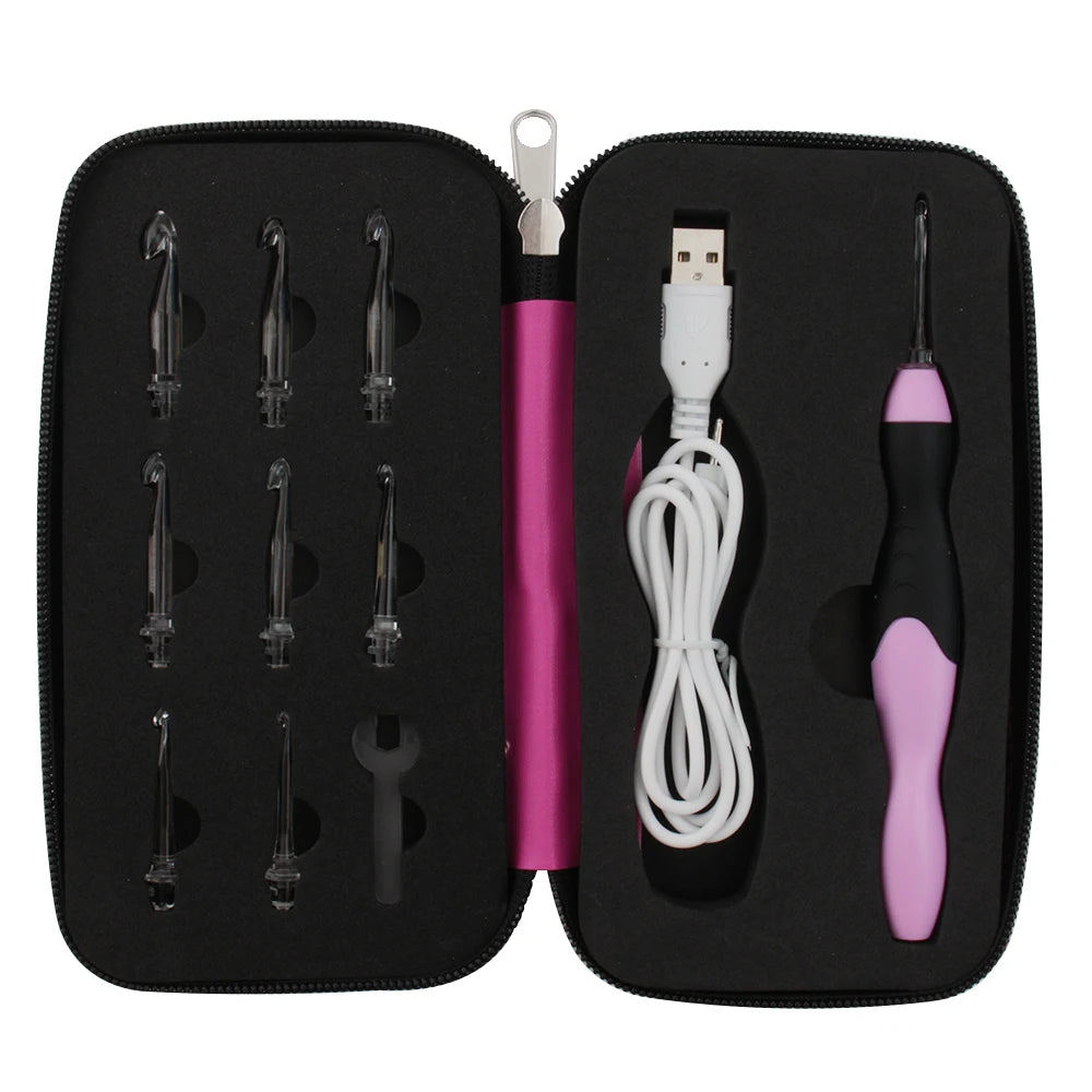 9-In-1 Luminous Led Needle Usb Knitting Knitting Tool Kit Crochet Knitting Hooks Set Knitting Tool Needle