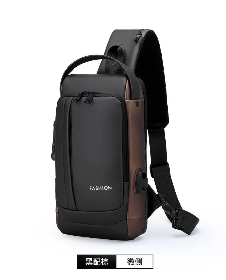Men Anti Theft Chest Bag Shoulder Bags USB Charging Crossbody Package School Short Trip Messengers Bags Men's Oxford Sling Pack