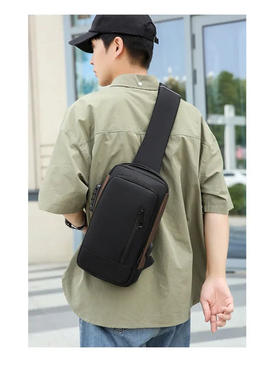 Fashion Business Men's Crossbody Bag Anti-Theft Password Lock Men's Chest Bag With USB Charging Port Travel Shoulder Bag for Man