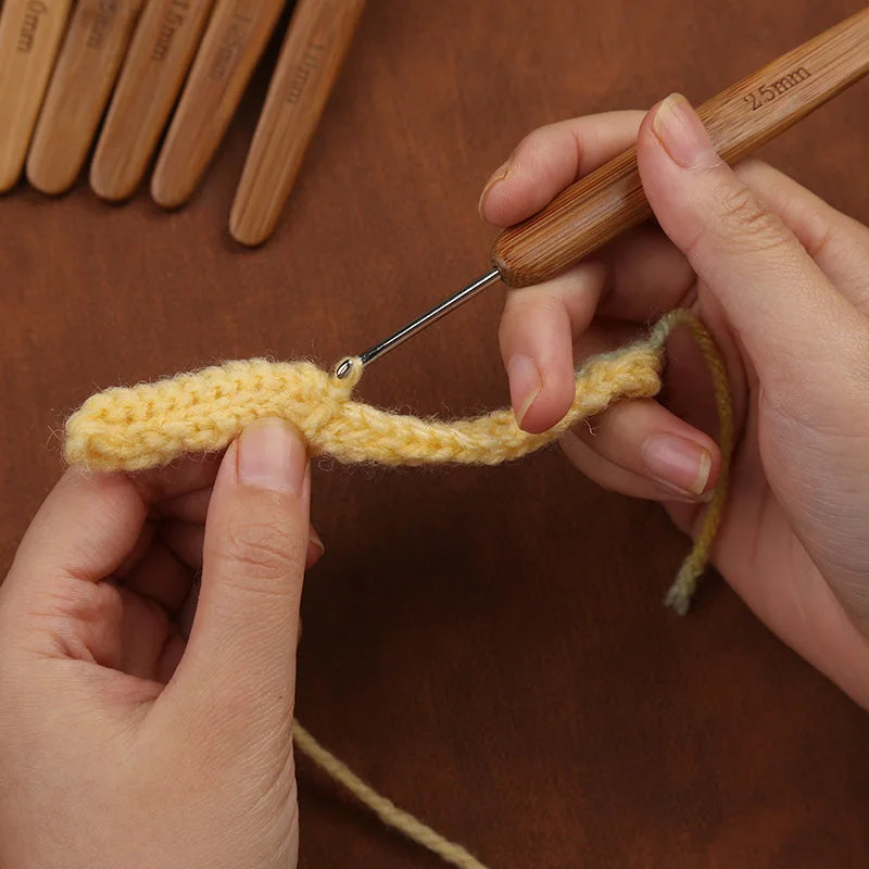 KRABALL Bamboo Handle Crochet Hooks Kit Knitting Needles Set DIY Craft Crochet Tools For Yarn Weave Knit Tool Accessories