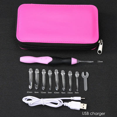 9 in 1 USB Light Up Crochet Hooks Handmade Knitting Needles LED Sewing Tools Set DIY Weaving Sweater Tool Kit Sewing Accessories