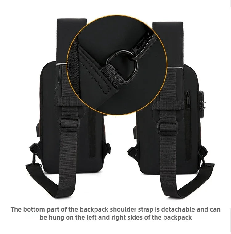 Fashion Business Men's Crossbody Bag Anti-Theft Password Lock Men's Chest Bag With USB Charging Port Travel Shoulder Bag for Man